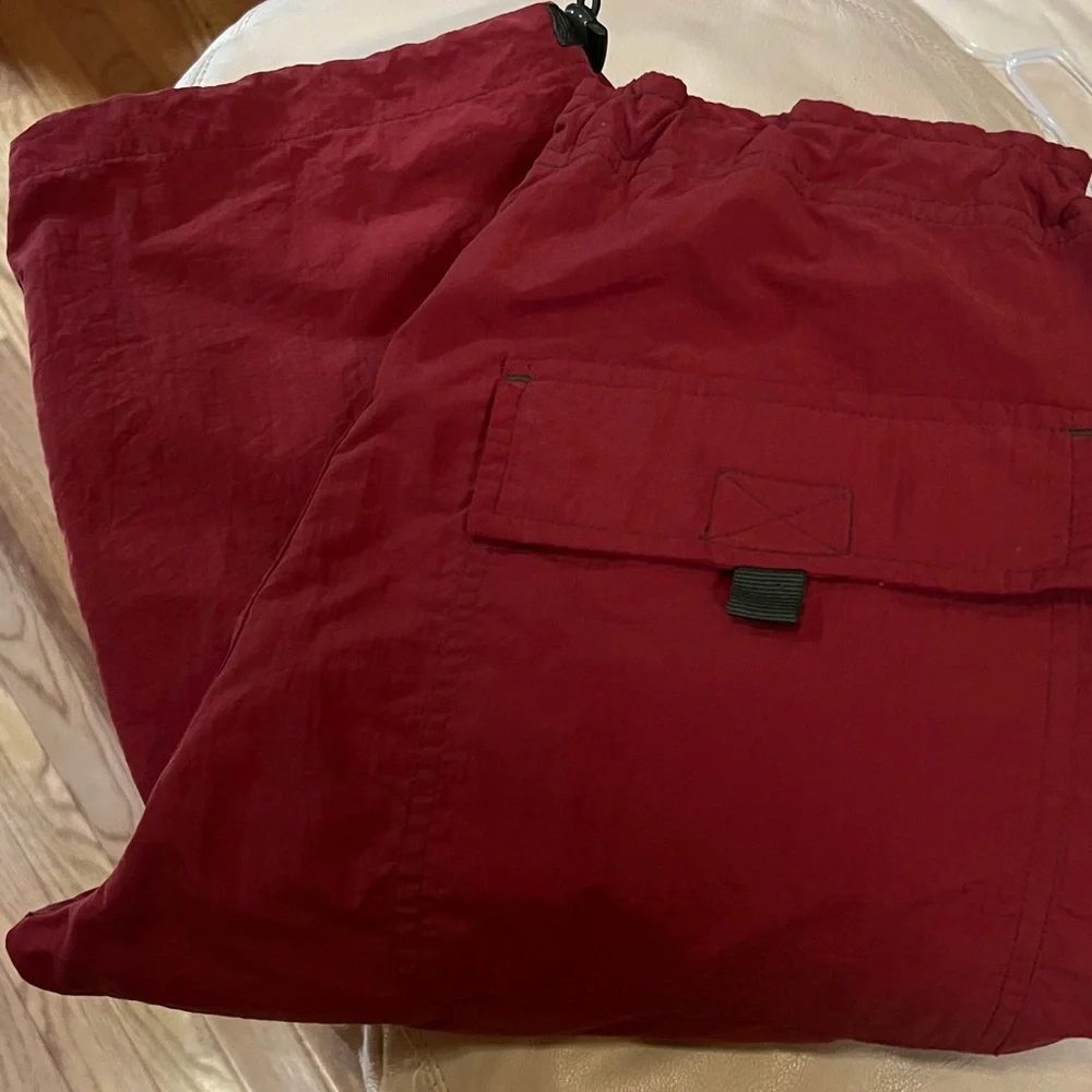Y2K L.E.I. 2000 Burgundy Parachute Cargo Pants M Vintage